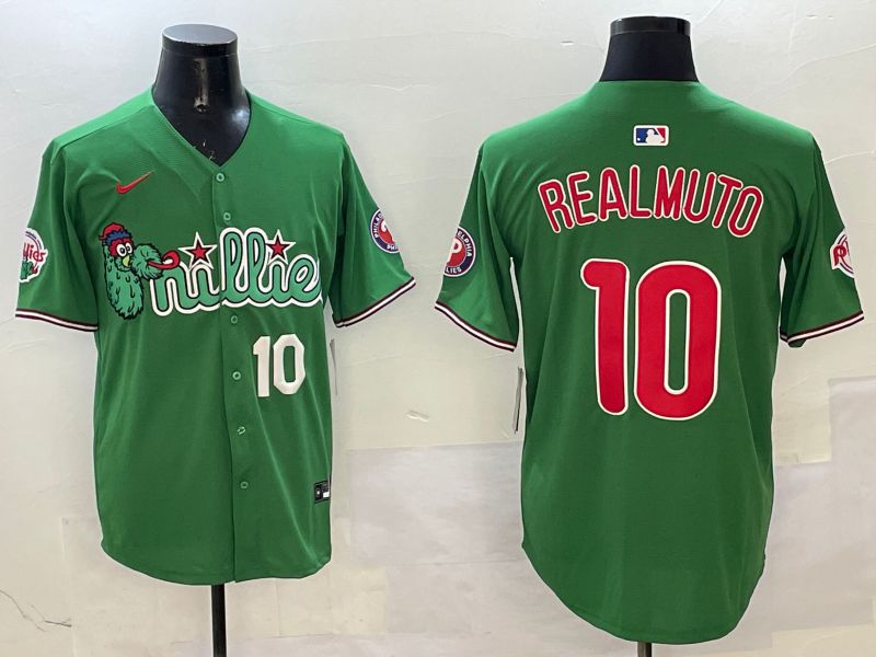 Men Philadelphia Phillies #10 Realmuto Green Three generations Joint Name Game 2025 Nike MLB Jersey style 2->philadelphia phillies->MLB Jersey